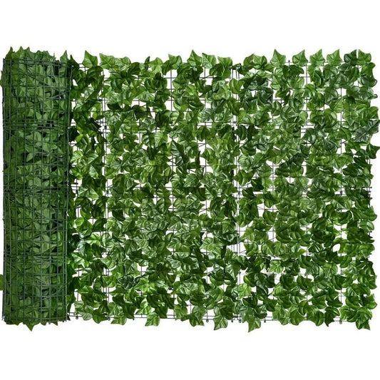Clôture avec feuilles artificielles (clôture décorative de 3 m de long)