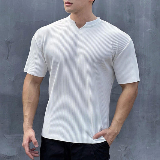 🎁Offre spéciale 50 % de réduction⏳T-shirts d'entraînement athlétique musculaire à manches courtes et col en V pour hommes